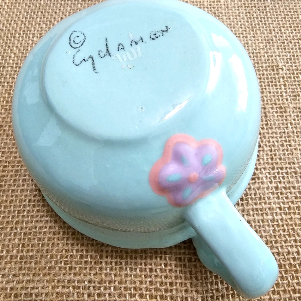 Replacement Cup Rare PATTERN JULIE SANDERS CYCLAMEN POTTERY STUDIOS Vintage 80's